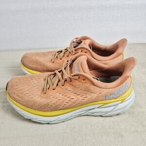 HOKA One One Clifton 8 Women’s Size 9B Running Shoes Orange Yellow White 1119394